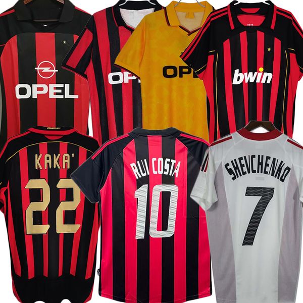 Camisetas de fútbol retro Manga larga Kaká Baggio Inzaghi Maldini VAN BASTEN Pirlo Gullit Shevchenko Camisa vintage Clásico 96 97 06 07 Camisetas de fútbol AcMiLaN