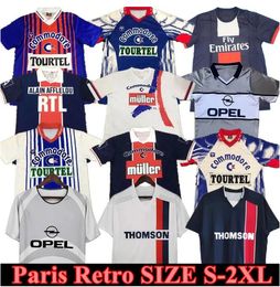 Paris Retro Soccer Jerseys Maillots de Football Shirt Paris 91 92 93 94 95 96 97 98 99 00 01 02 03 12 13 17 18 Vintage Uniforme Okocha Pauleta Weah Cavani di Maria Ronaldinho