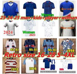 2024 Amerika PULISIC USA voetbalshirts REYNA AARONSON WEAH ACOSTA McKENNIE 23 24 25 maillot de FERREIRA DEST MORGAN LALAS Retro voetbalshirt RAPINOE DUNN heren kinderen