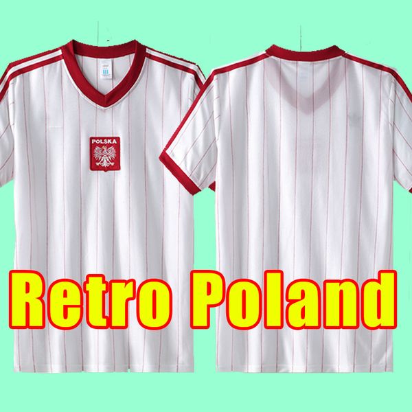 Maillots de football rétro Pologne maillots de football vintage à manches courtes 1982 82 hommes adultes