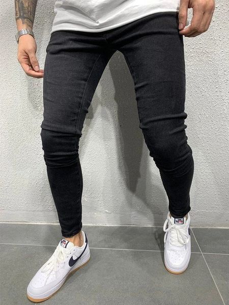 Rétro solide Stretch déchiré jean moulant hommes basique Biker coupe ajustée élastique Y2K Denim Cargo pantalon décontracté pantalons Hombre Joggers 240113