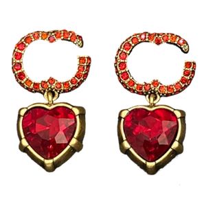 Boucles d'oreilles rétro scintillantes en forme de cœur, rubis, diamants, or, magnifiques boucles d'oreilles pour dames, bijoux de fête Vintage