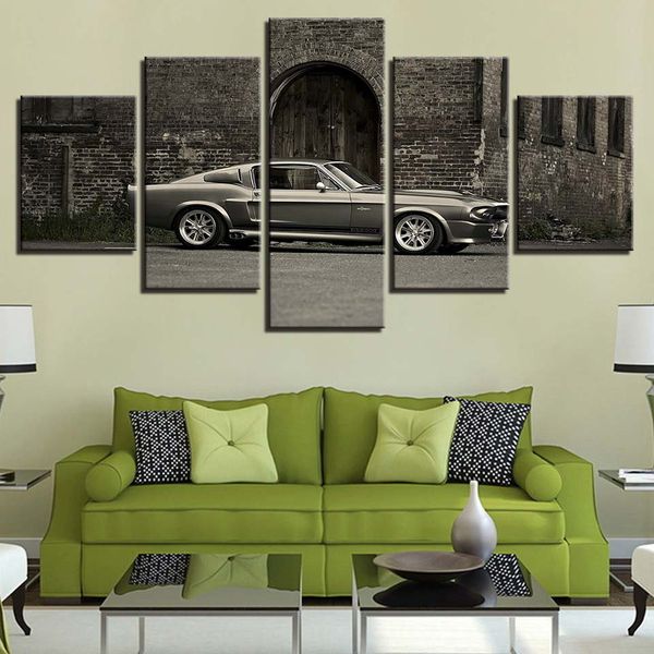 Lienzo en módulos de coche deportivo Retro, impresiones de alta definición, carteles, decoración de pared del hogar, imágenes artísticas, 5 piezas, pinturas artísticas sin marco