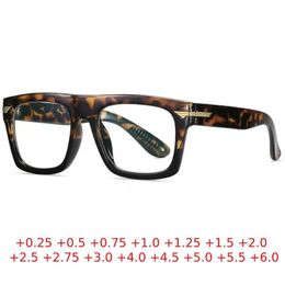 Gafas de lectura cuadradas Retro de diseñador para hombre, lentes transparentes, gafas graduadas, dioptrías 0,25 0,5 0,75 1,0 a 6,0 240123
