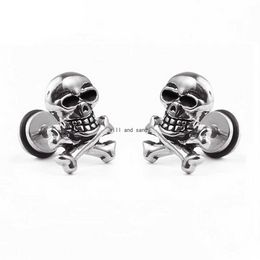 Boucles d'oreilles crâne rétro en acier inoxydable Punk Hip Hop Rock boucles d'oreilles clous pour hommes femmes mode bijoux Will et Sandy