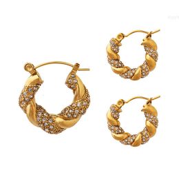 Retro en acier inoxydable en U Full Cubic Zirconia Hoop Earring Fashion 18k Gold Diamond Boucles d'oreilles bijoux Gift