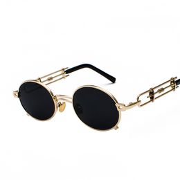 Lunettes de soleil rétro steampunk hommes monture ronde vintage 2019 monture en métal or noir mode ovale lunettes de soleil pour femmes rouge mâle designer nuances