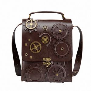 Retro Steampunk Women Sacs Sacs Horloge vintage Mey Clutch Handsbag Daily Dames Casual Crossbody Purse Fi Persality A 62MK #