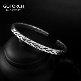 Retro Sterling Silver 925 Punk Bracelet Men Twist Vintage Viking Bangles Open Punfelets Mens Gift Pulseira Masculina 240424