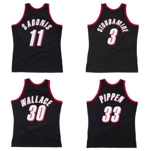 retro gestikte klassieke jersey Arvydas Sabonis 11 Rasheed Wallace 30 Damon Stoudamire 3 Pippen 33 Mitchell en Ness 1999-00 Basketbaltruien S-6XL