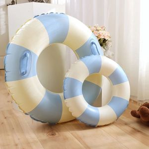 Retro Gestreepte Kinderen Zwemmen Ring Float Opblaasbaar Speelgoed Zwemmen Buis Voor Kinderen Volwassen Cirkel Zwembad Strand Water Spelen 240223