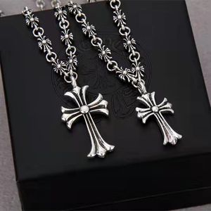 Retro stijl antieke zilveren kruis ketting hanger ketting voor liefhebbers cadeau