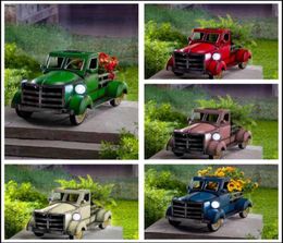 Carnoms de jardin de camionnette solaire de style rétro Pot de fleur avec la voiture de la voiture Décoration de la maison en plein air Garten Gift Party Favoris5515790