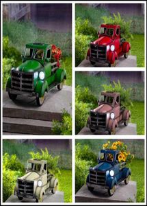 Pick de camionnette solaire rétro Ornements de jardin de jardin Pot de fleur avec la voiture de la voiture Décoration de la maison en plein air Garten Gift Party Favoris4377134