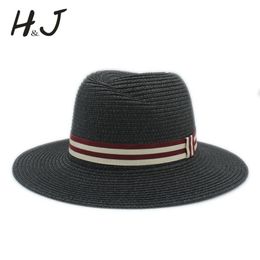 Rétro été femmes hommes Toquilla paille chapeau de soleil élégant dame large bord Panama reine Fedora Sunbonnet casquette de plage 56-58 CM chapeaux