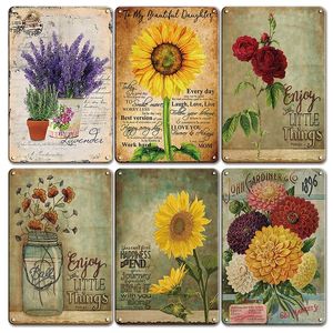 Rétro tournesols fer peinture étain affiche signe Vintage cour jardin décoration de la maison plaque en métal panneaux de porte chambre d'enfant décor mural 20 cm x 30 cm Woo