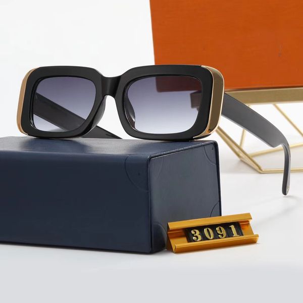 Gafas de sol retro Mujer Gafas de sol con montura cuadrada pequeña Gafas Impresión lateral de metal Gafas de sol blancas de pierna ancha rectangulares con caja Gafas de sol de diseñador para hombre con caja