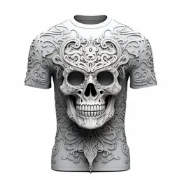 T-shirts rétro pour hommes 3D Skull imprimé Fiable Vêtements pour hommes Street Designer T-shirts à manches courtes en vrac Tshirt surdimensionné 2024 84xW #