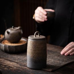 Retro theebus keramische theebus luchtdichte pot opslagblikken doos tank Stoare aardewerk container decoratieve pot suikerpot 240119