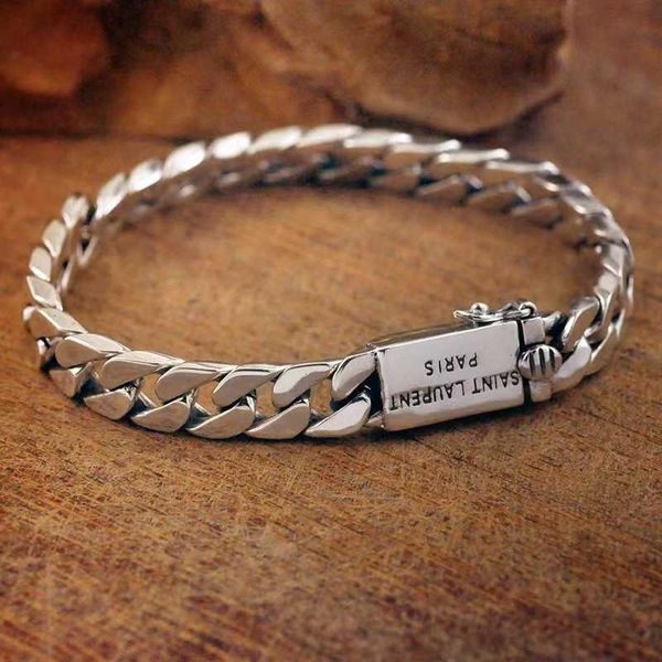 Cadena cubana Punk de plata tailandesa Retro, cadena de látigo desnuda tejida, pulsera para hombre, diseño personalizado, artesanía de Hip Hop a la moda