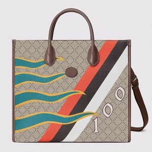 Retro Tote Bag Handtas Purse Tas Square contour Verwijderbare riem Schoudertassen Letter Canvas Leer Hoge capaciteit Pocket Classic Hand Tas