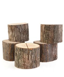 Retro Tree Stump Craft Wood Slice Place Carte Holder Mariage Natural Natural Natural décorer PO Clip Table Cartes de redire