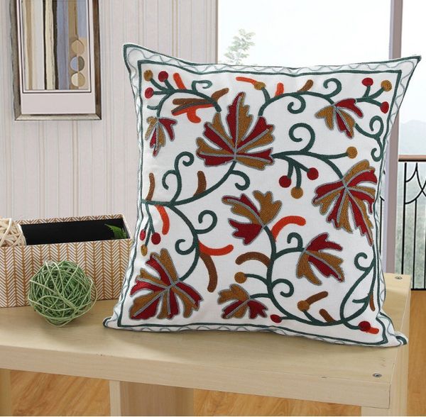 Rétro tulipes orchidée fleur brodé taie d'oreiller housse de coussin Morden décontracté coton étui canapé chambre Decro 45x45cm