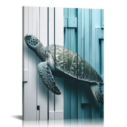 Retro Turtle Picture Decor Art Art Ocean Animaux aquatiques sous-marin Coral Pictures Canvas Imprimés Oeuvres pour les décorations murales de chambre pour enfants