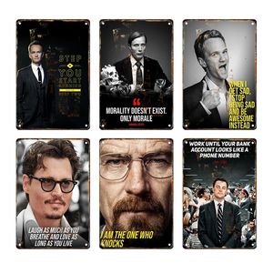 Retro tv -serie films kunst schilderen quotes letter karakter plaque vintage kunst decor tin bord cinema café bar metalen poster bord home esthetisch decor maat 30x20cm w02