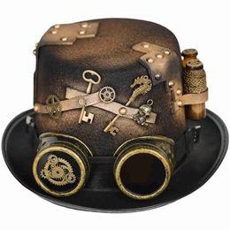 Retro Unisex Steam Gear Punk Gothic Zylinder Goggle Abnehmbare Ohrhut Urlaub Party Dekoration Halloween Party Hut Weihnachten HKD230823