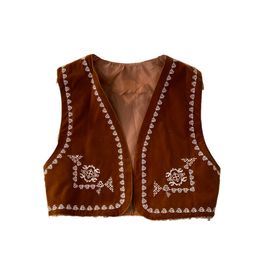 Retro vest vrouwelijke Boheemse vestjas met geborduurde kwastjes aan de kust