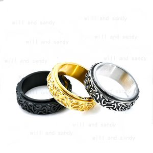 Retro Viking driehoekige knoopringband roestvrijstalen roteerbare ringen mannen verlichten hiphop mode fijne sieraden