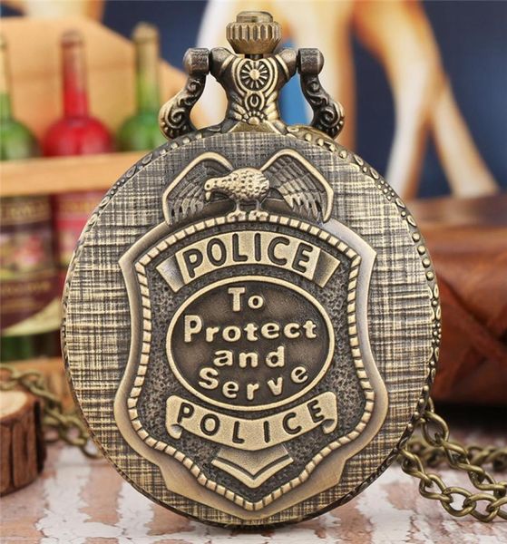 Retro Vine Steampunk regarde la police pour protéger le service de la salle de poche de conception collier de quartz chaîne de chaîne