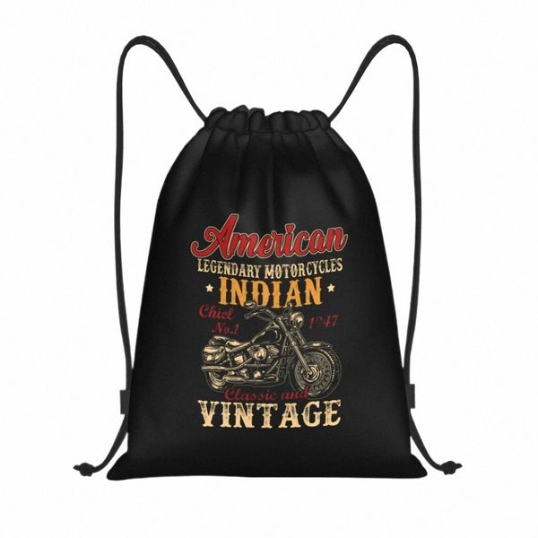 Retro Vintage American Motorcycle Indian pour Old B Sac à crampons Sac de gym Hot Lightweight Q6BJ #