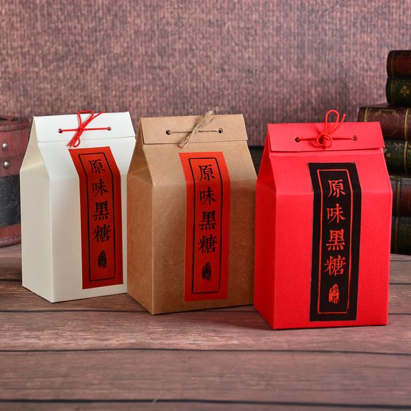 Boîtes d'emballage de thé en papier Kraft rétro Vintage Style chinois boîte à bonbons de mariage fête Snack nourriture Dessert emballage fournitures