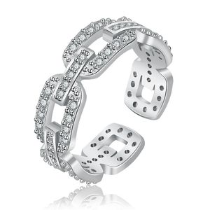 rétro vintage simple designer bande anneaux bijoux pour femmes géométrie creuse mode coréenne élégant diamant amour bague or rose argent avec cristal