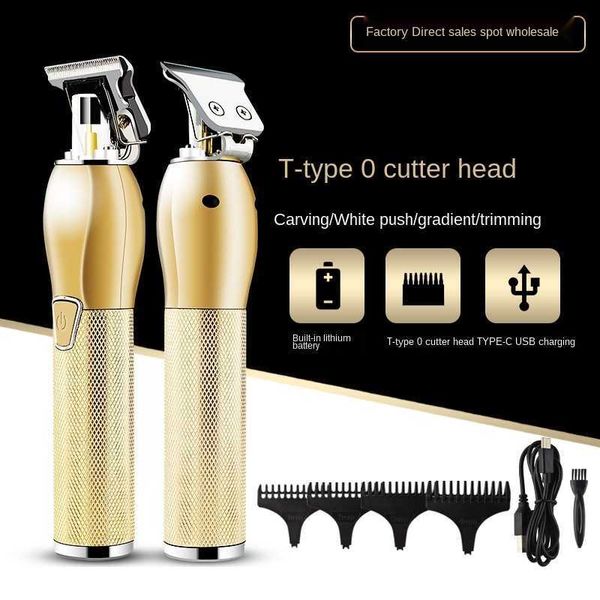 Retro Vintage T13 Golden Electric USB Recargable Cortadoras de cabello Peluquería Cabeza de aceite Tallado Hombre Afeitadora Recortadora Tijeras P0817