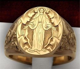 Retro Virgin Mary Ring for Women European and American Elegant Female GOD GORD Friends Cluster Rings8316416