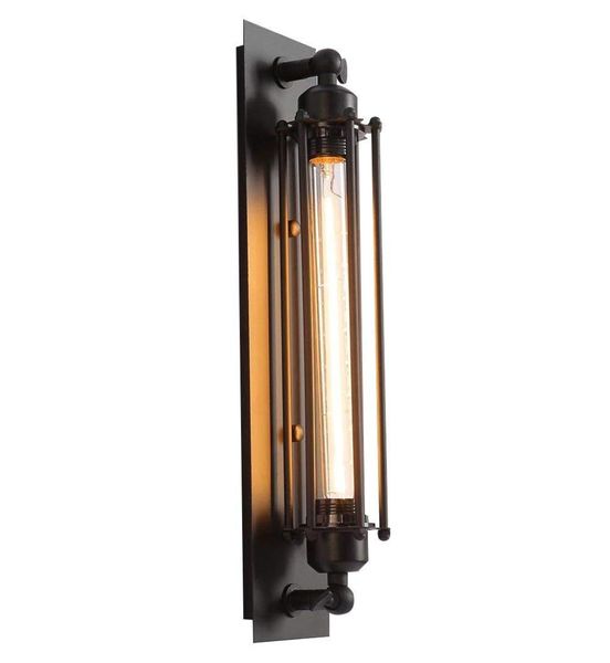 Lámpara de pared retro de luz industrial de hierro forjado Luz de pared aplastante con bombilla T300 para sala de estar de restaurante Baño Boblack4480202