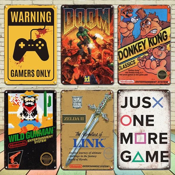 Rétro Avertissement Jeux Seulement Affiche En Métal Tin Sign Vintage Gamer Room Decor Plaque Personnalisé Jeu Stickers Muraux Man Cave Decor 30X20cm W03