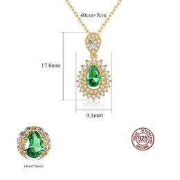 Collier pendentif rétro à l'eau S925 Collier de luxe en argent Emerald Collier de concepteur en or 18 carats