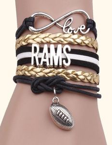 Retro Wax Letter Bow Multistand Corde Bracelets tissés à la main Rams Football Gift Girlfriend Charme9713233