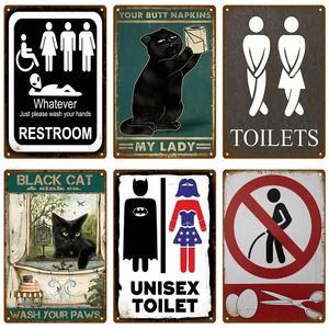 retro WC Toilet art tin decor Metal Sign Poster Vintage Wall Posters Tin Sign Decorative Wall Plate Kitchen Plaque Metal Vintage Decor Accessories size 30x20cm w02