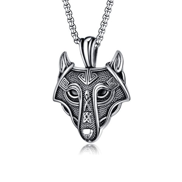 Retro Wolf Head Pendant Colliers Colliers Femmes Mentes Hip Hop en acier inoxydable Bijoux pour les cadeaux de Noël de la mode du cou pour petite amie en gros