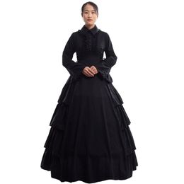Femmes rétro Foulcales médiévales Gothiques Robe de costume de reconstitution vintage Victorian Carnival Party Black Ball Robe Robe 250K
