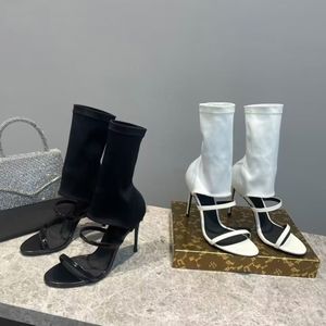 Vrouwen sandalen mode kant lederen voeten blote laarzen met hoge hakken luxe show party trouwjurk schoenen maat 35-42