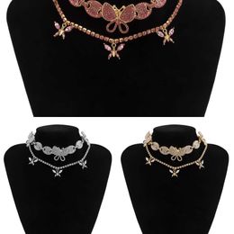 Collier de personnalité rétro pour femmes, microphone incrusté de strass, serrure papillon, double couche, Cuba, cadeaux de fête, vente en gros Q0809