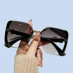 Retro para mujer gafas de sol diseñador lentes irregulares gafas de sol sin marco hombre polarizado moda moderna zonnebril gafas de sol clásico fa0113 H4