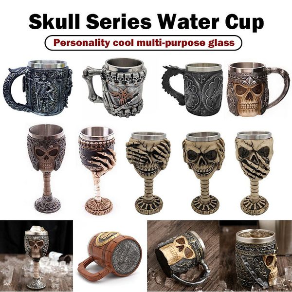 Rétro Bois Style En Acier Inoxydable Bière Tasses Halloween Chevalier Tasses À Café Creative Vikings Thé Tasse Bar Décoration Cadeau Boire