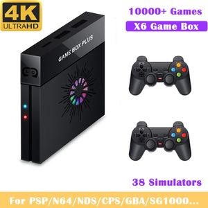 Retro X6 Video Game Console TV Box Nostalgic Host 4K WiFi-game met 2 draadloze controller gebouwd in 10000+ spellen voor PSP / N64 / SFC / NDS / Naomi